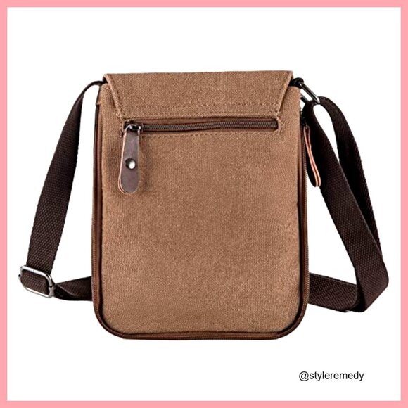 Vintage Canvas Messenger Bag Crossbody Shoulder Bag Small Retro Travel - Picture 3 of 4